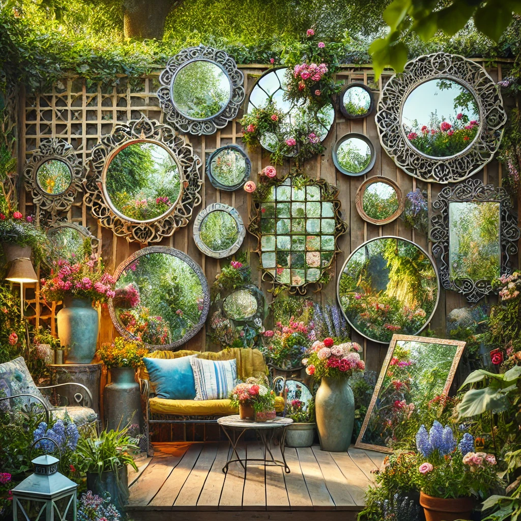 Garden Mirrors as Unique Garden Decor